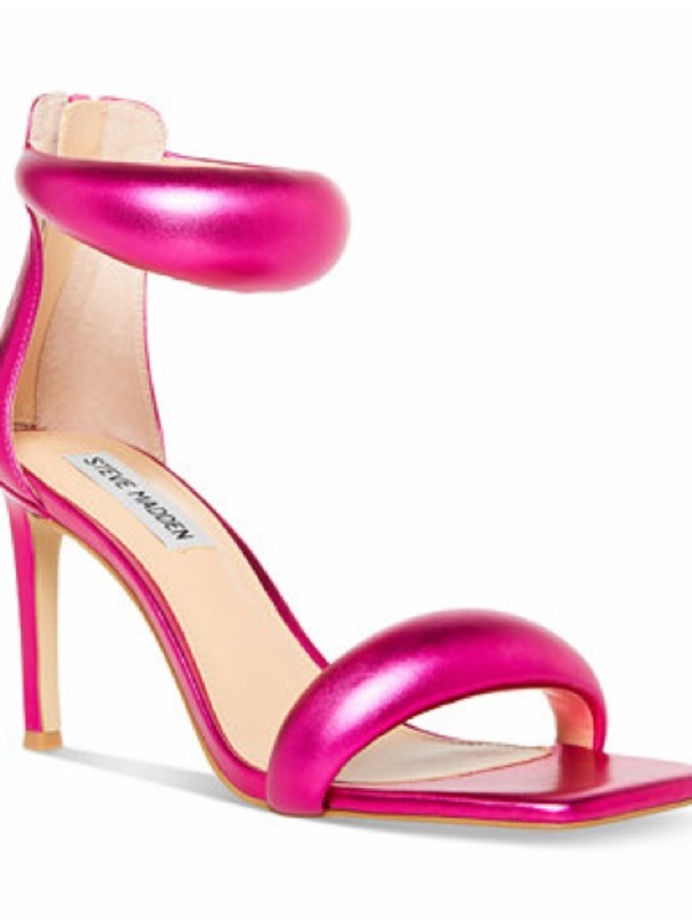 Steve Madden Metallic Fuchsia Padded Strap Stiletto Sandal
